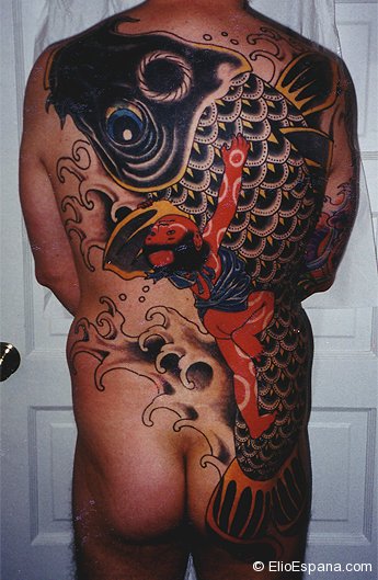 Japanese Koi Fullback Tattoo