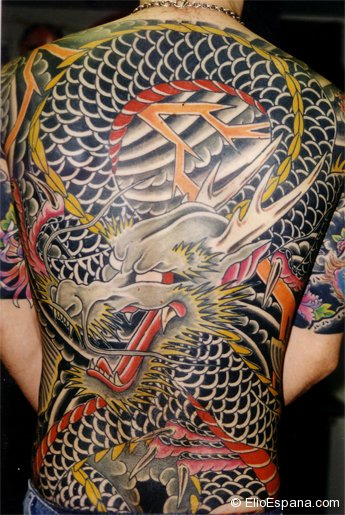 Japanese Dragon Back Tattoo Full Color