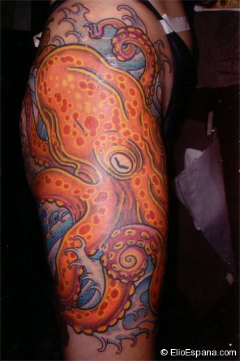 Octopus Head Tattoo on hip